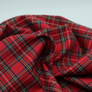 Tissu sergé de coton carreaux rouge tartan