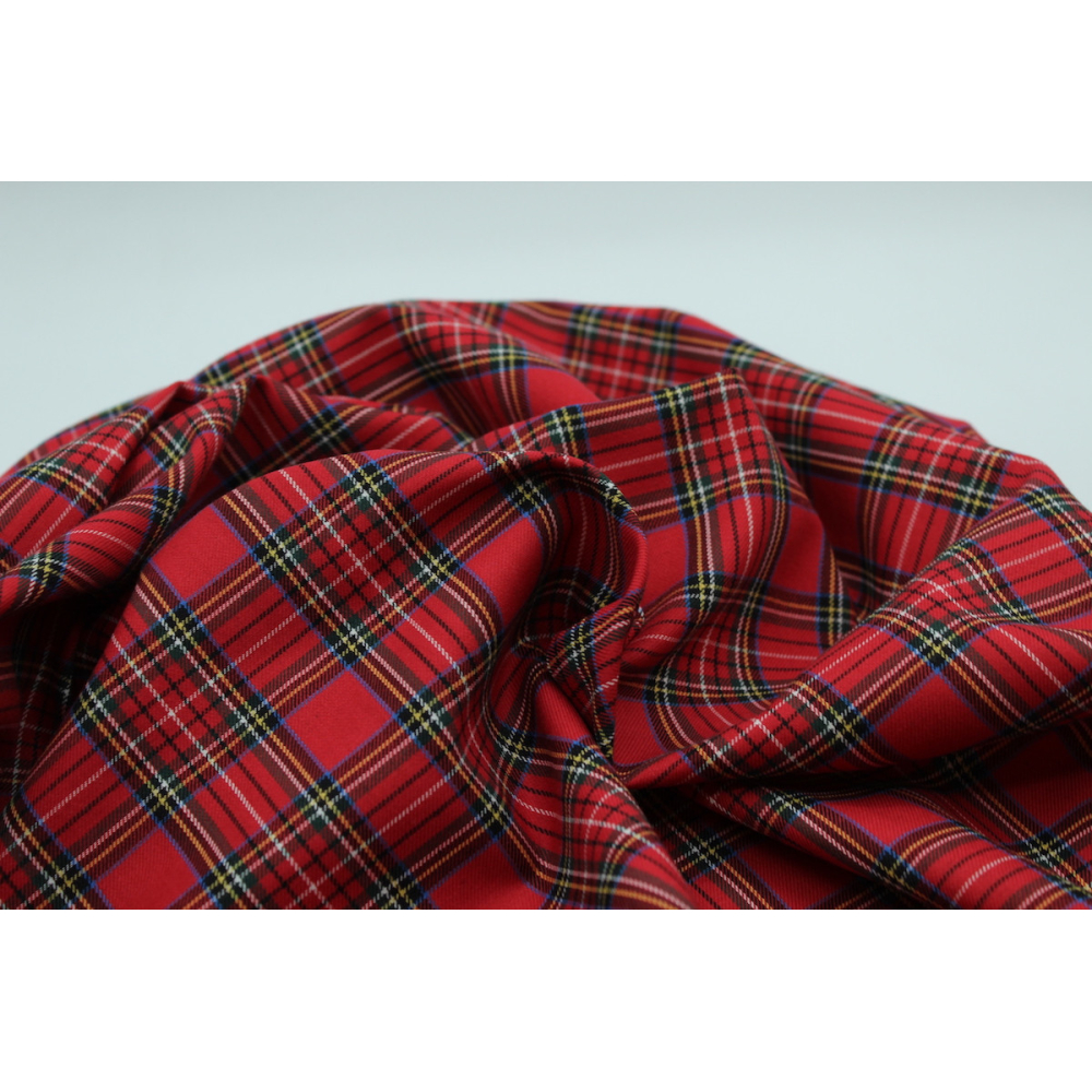 Tissu sergé de coton carreaux rouge tartan