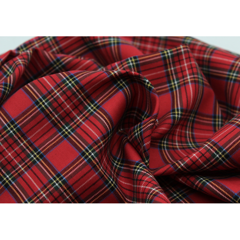 Tissu sergé de coton carreaux rouge tartan