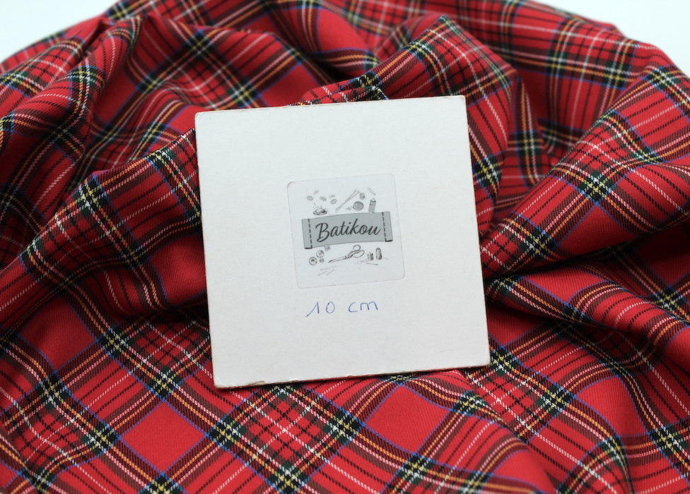 Tissu sergé de coton carreaux rouge tartan