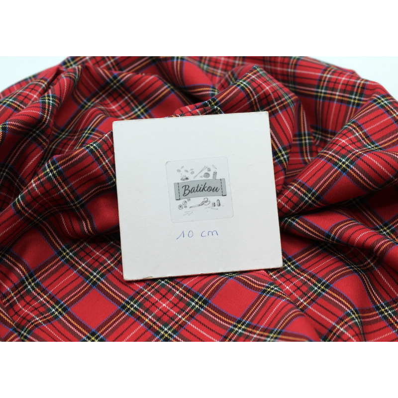 Tissu sergé de coton carreaux rouge tartan