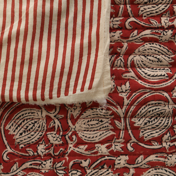 Rayures cubiques - Tissu indien coton hand block traditionnel