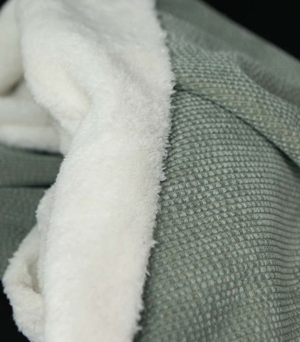 Norton - Velours à côtes doublé moumoute / fourrure sauge