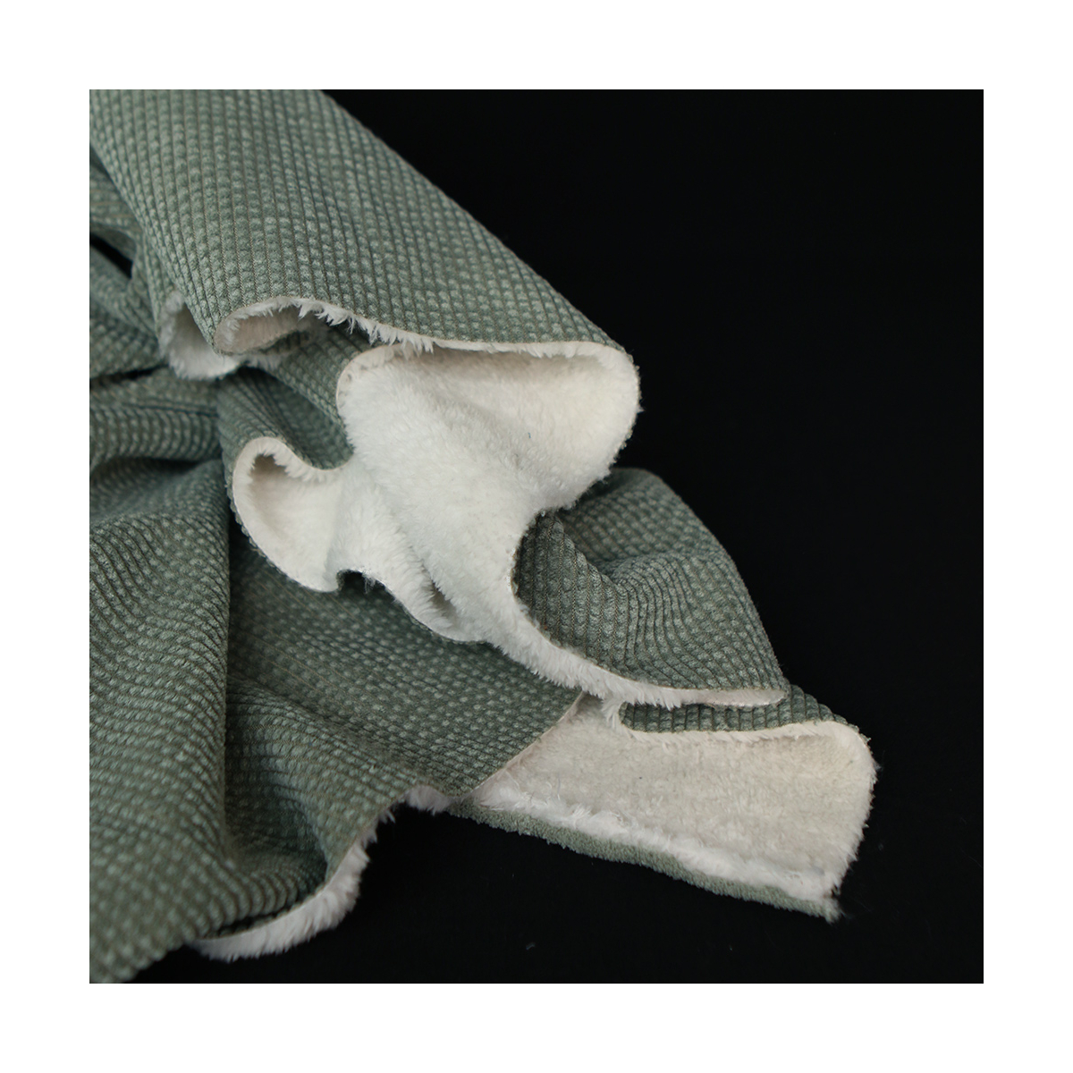 Norton - Velours à côtes doublé moumoute / fourrure sauge