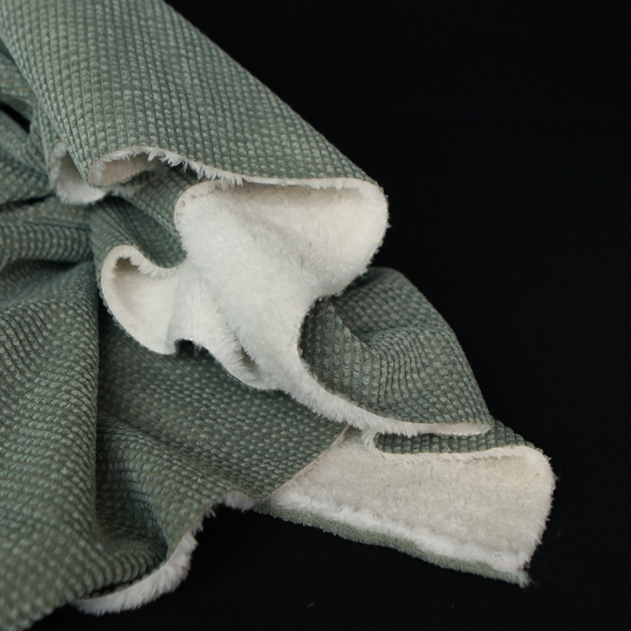 Norton - Velours à côtes doublé moumoute / fourrure sauge