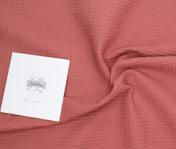 Coton BIO nid d'abeille coloris marsala 2