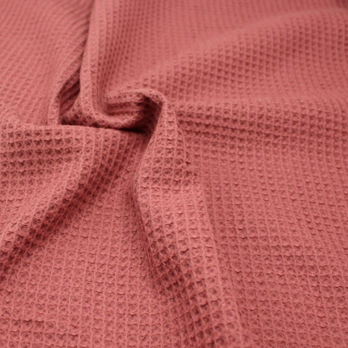 Coton BIO nid d'abeille coloris marsala