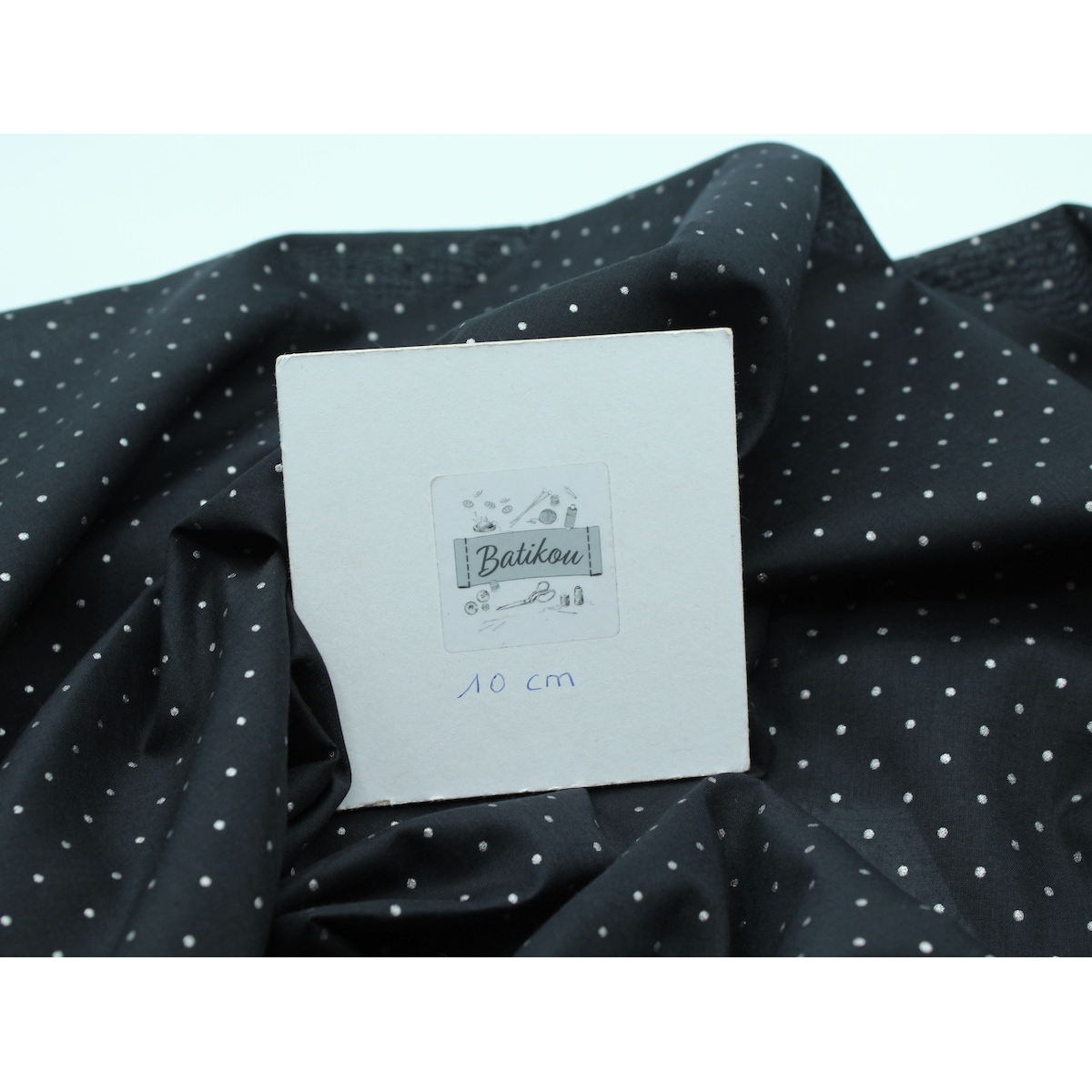 Voile de coton imprimé festif noir pois argent Voile de coton imprimé festif noir pois argent