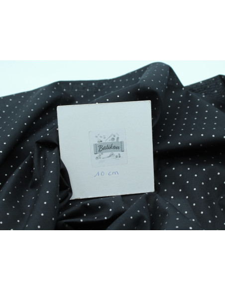 Voile de coton imprimé festif noir pois argent