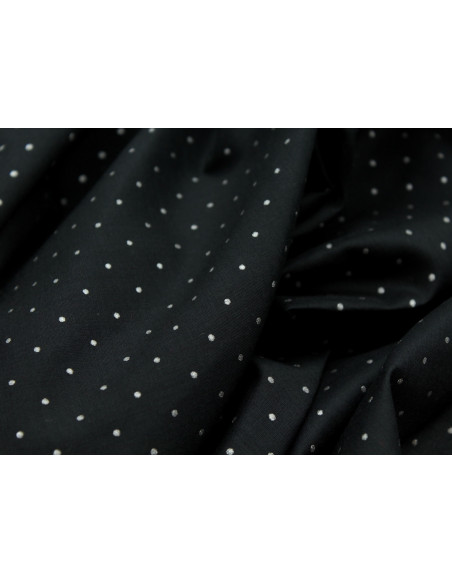 Voile de coton imprimé festif noir pois argent