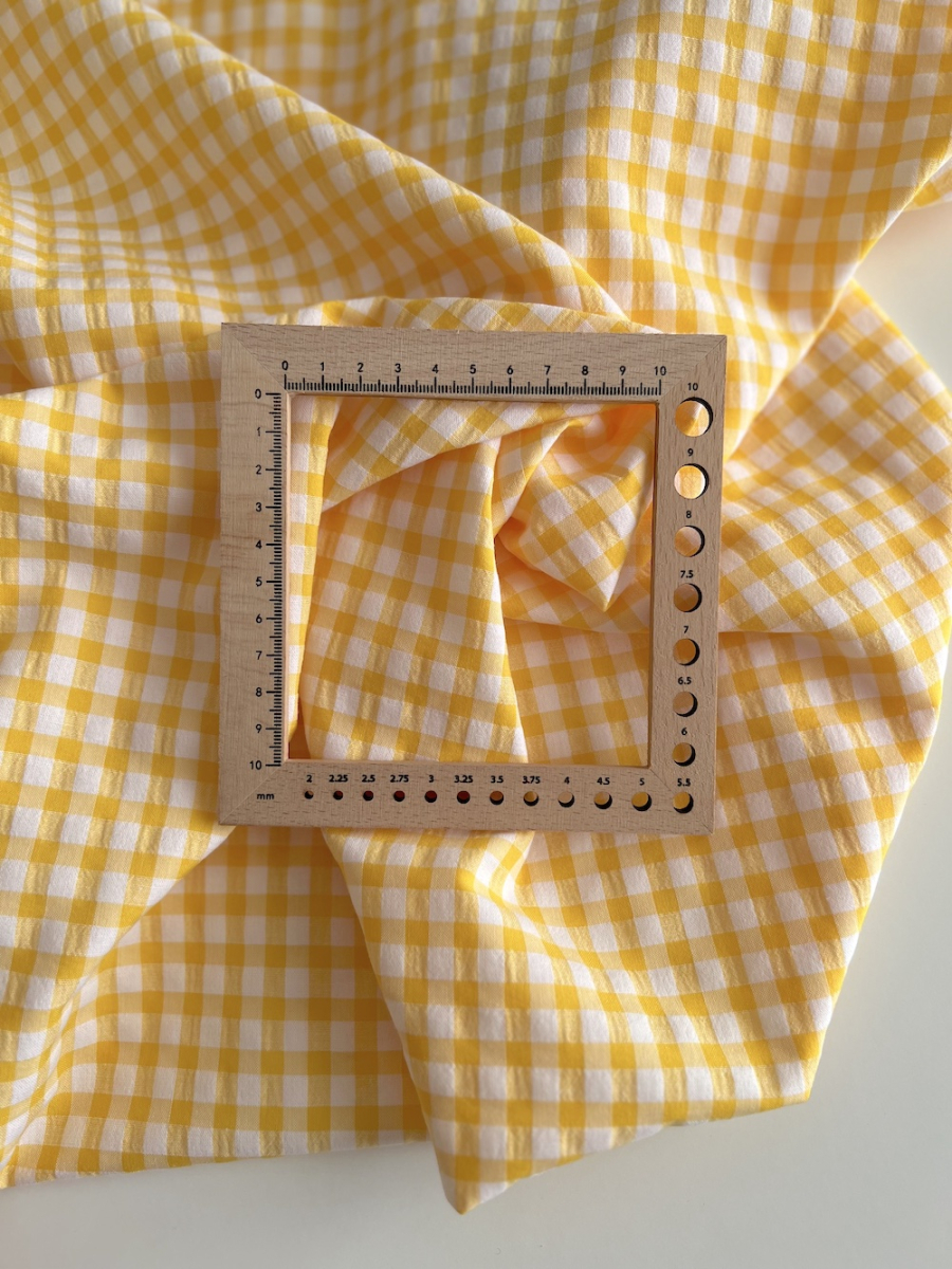 Seersucker / Coton gaufré vichy 6mm jaune citron / blanc Batikou - 7