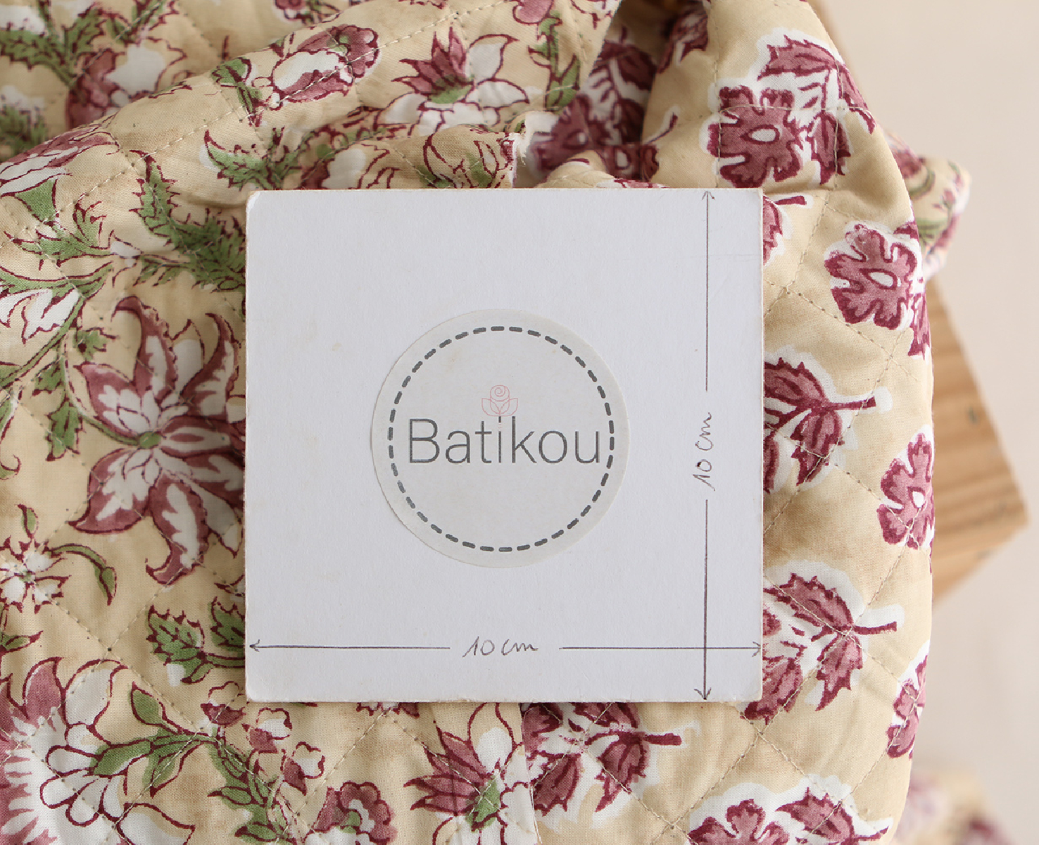 Diya - Tissu indien matelassé double face coton hand block teal largeur 100cm