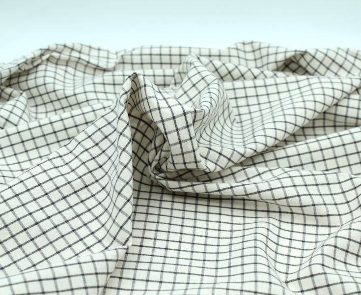 Coton popeline chiné écru carreaux 2