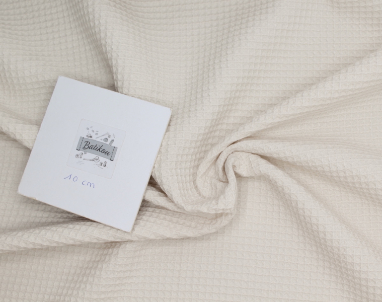 Coton BIO nid d'abeille coloris sable 2