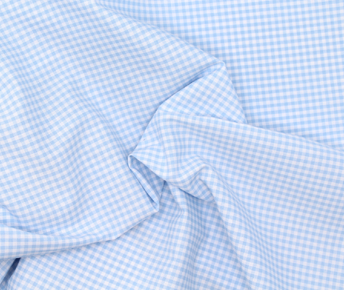 Coton vichy carreaux blanc et bleu ciel 5mm