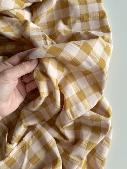 Seersucker / Coton gaufré grand vichy miel / nude Batikou - 4