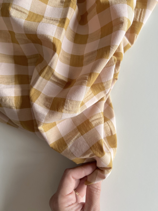 Seersucker / Coton gaufré grand vichy miel / nude Batikou - 2