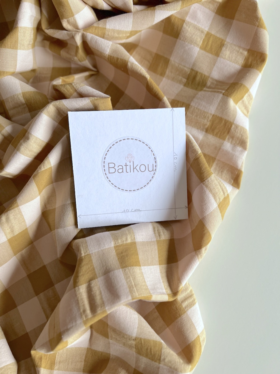 Seersucker / Coton gaufré grand vichy miel / nude Batikou - 6