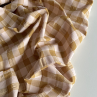 Seersucker / Coton gaufré grand vichy miel / nude Batikou - 1