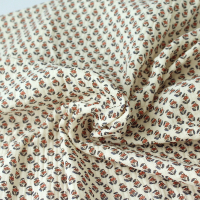 Aria - Double gaze de coton écru à motifs petites fleurs façon hand block