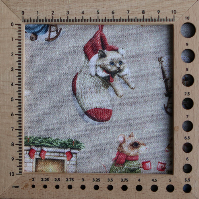 Toile de coton canvas motif animaux de noël fond beige