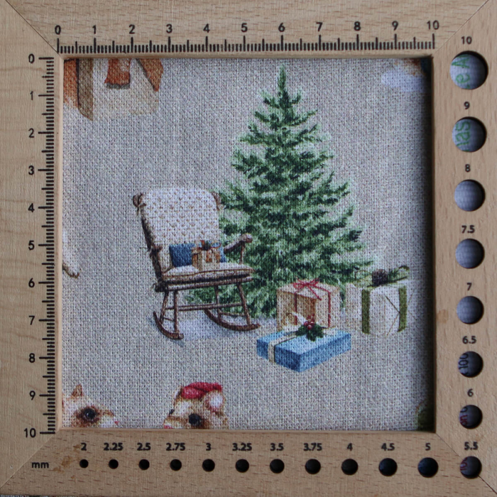 Toile de coton canvas motif animaux de noël fond beige