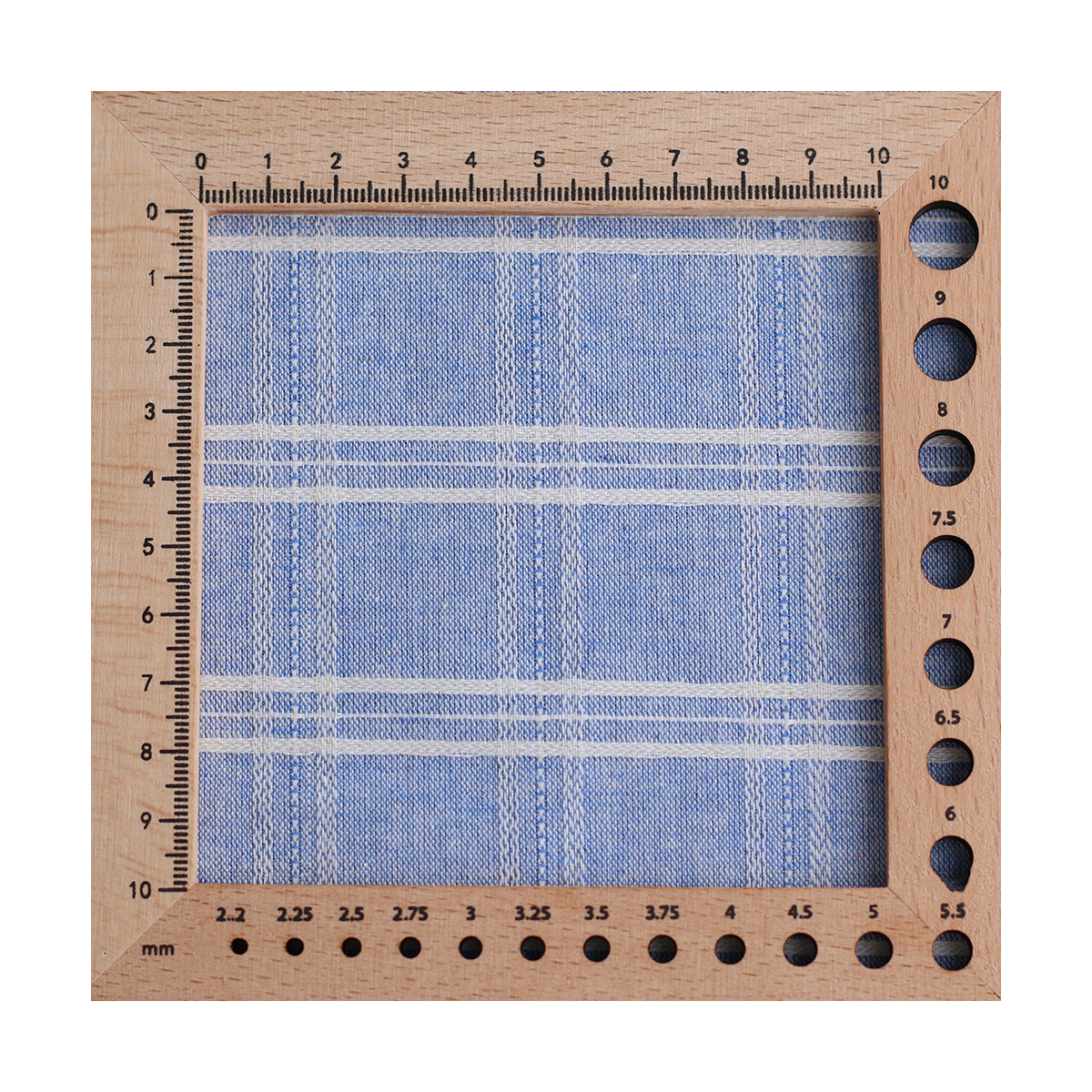 Tissu coton et viscose texturé quadrillage blanc et bleu nuage