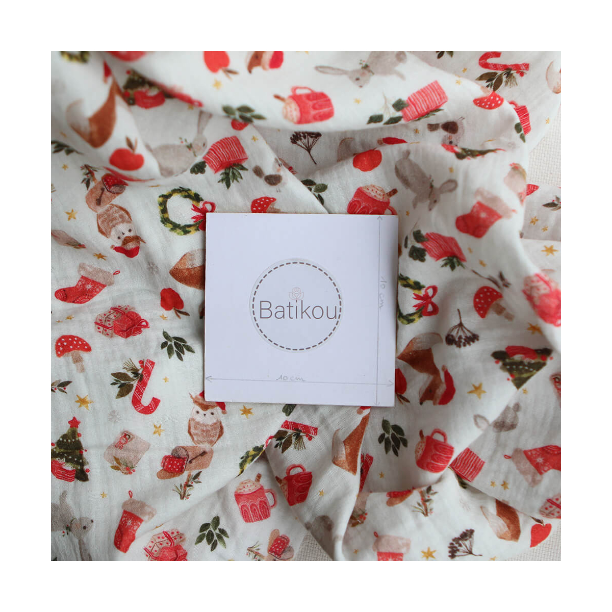 Goupix - Double gaze de coton fond crème motif fleuri