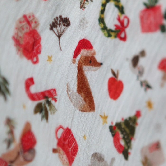 Goupix - Double gaze de coton fond crème motif fleuri