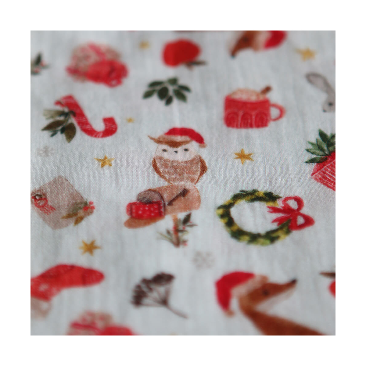 Goupix - Double gaze de coton fond crème motif fleuri