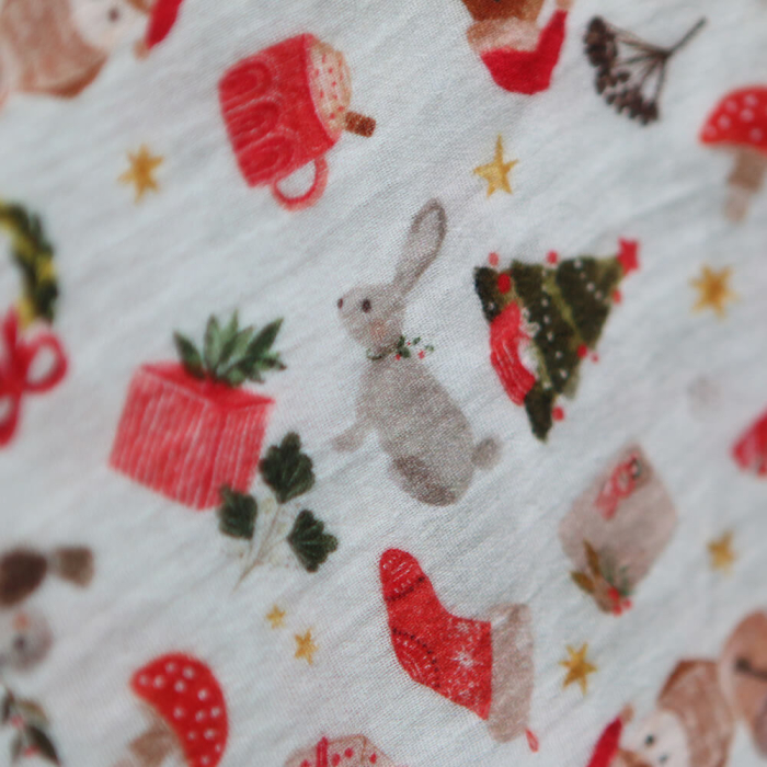 Goupix - Double gaze de coton fond crème motif fleuri