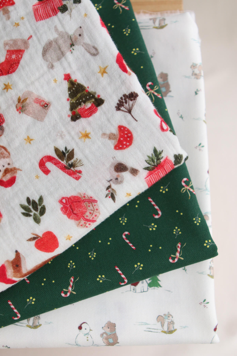 Goupix - Double gaze de coton fond crème motif fleuri