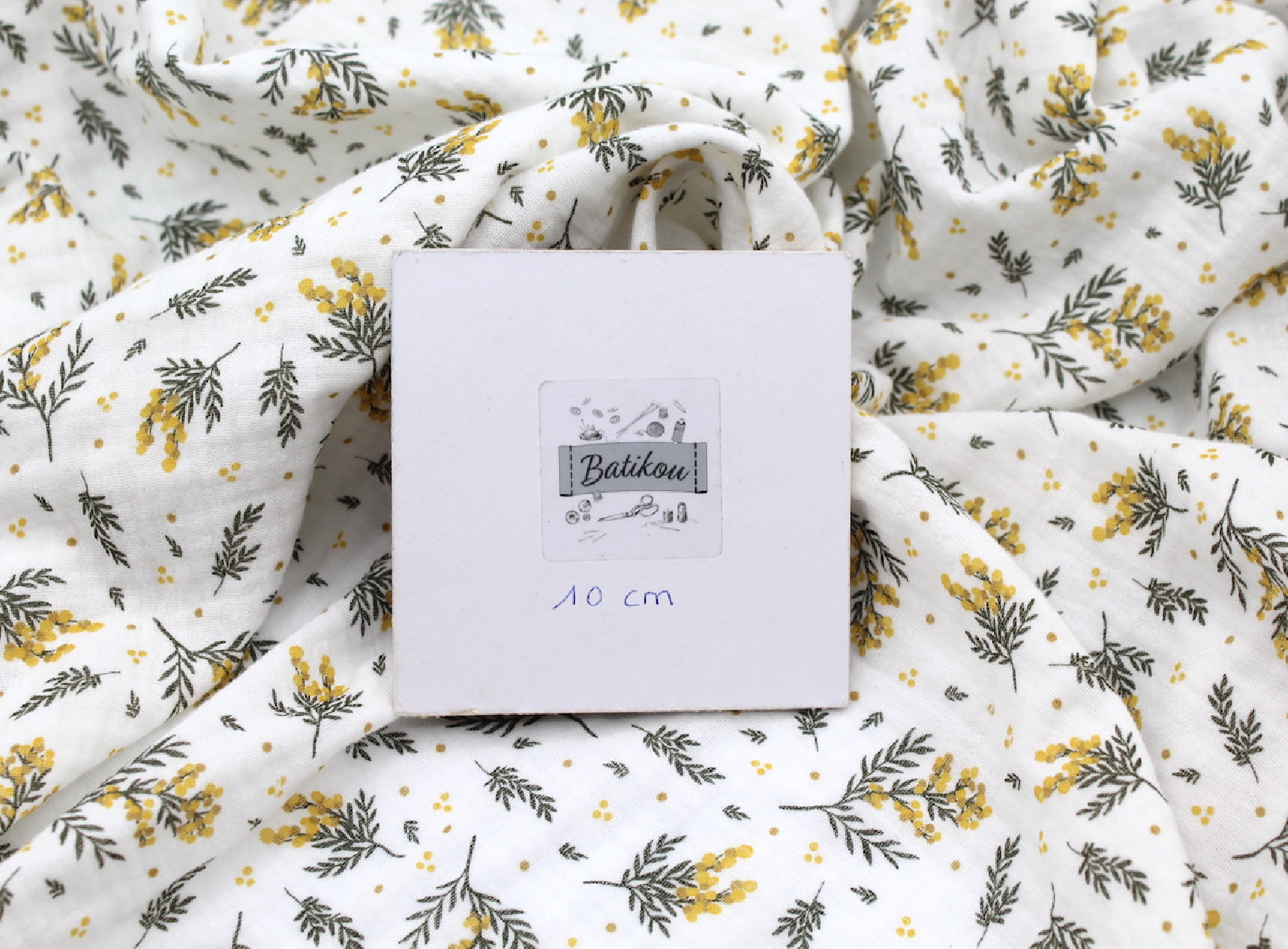 Double gaze de coton BIO motif exclusif Mimoza mimosa