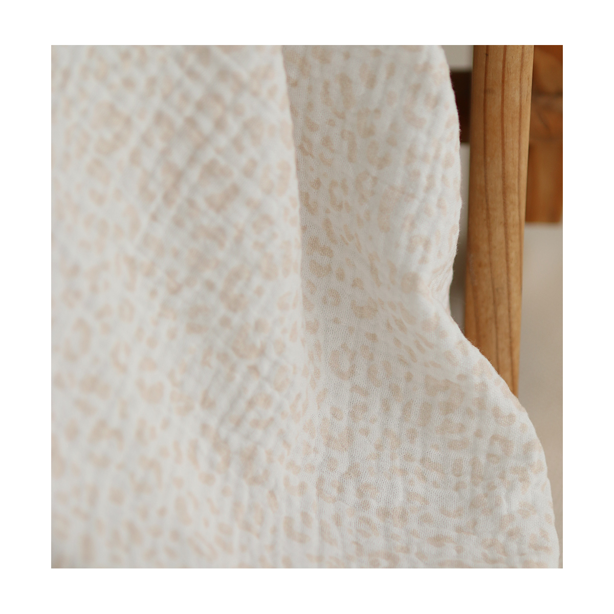 Double gaze de coton imprimés graou beige clair