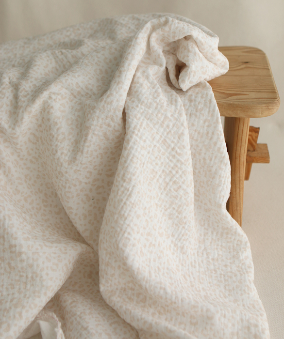 Double gaze de coton imprimés graou beige clair