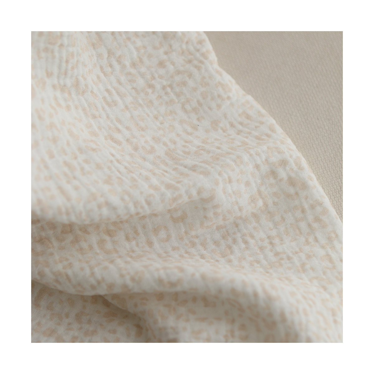 Double gaze de coton imprimés graou beige clair