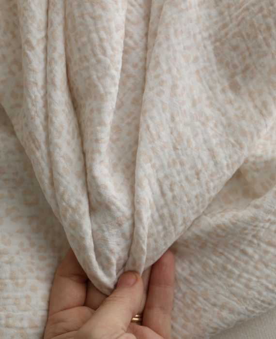 Double gaze de coton imprimés graou beige clair