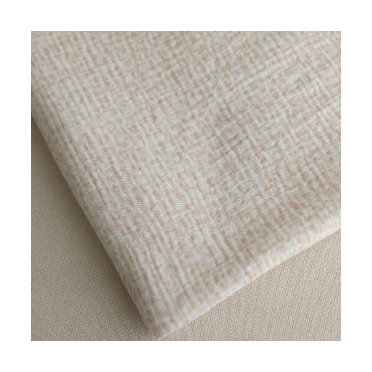 Double gaze de coton imprimés graou beige clair