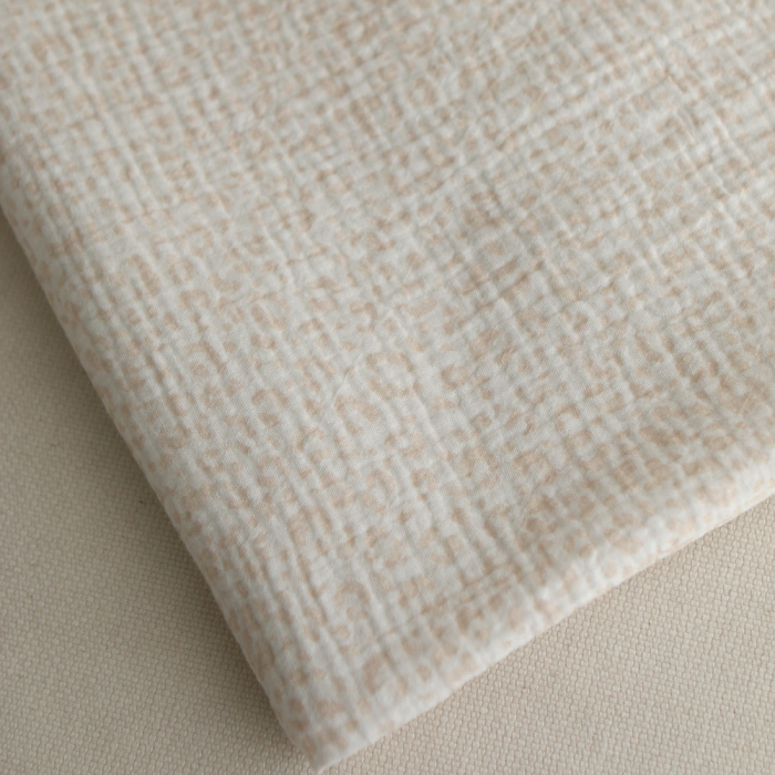 Double gaze de coton imprimés graou beige clair