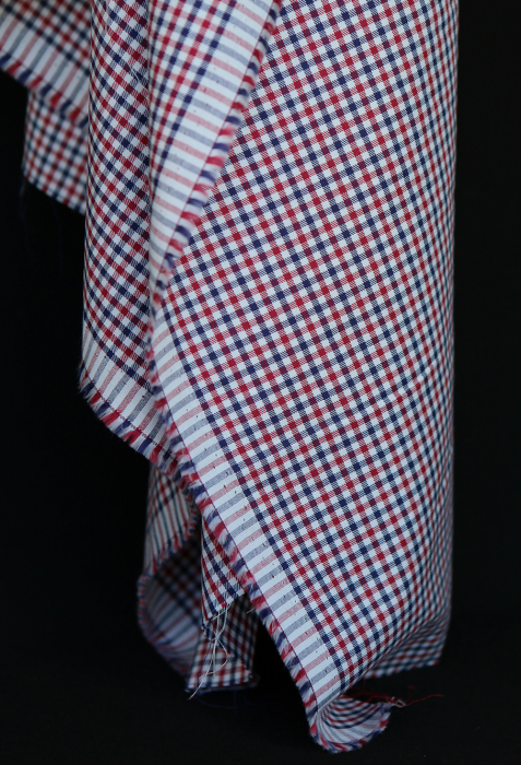 Archie - Coton gratté organique petit vichy rouge et bleu