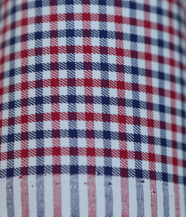 Archie - Coton gratté organique petit vichy rouge et bleu