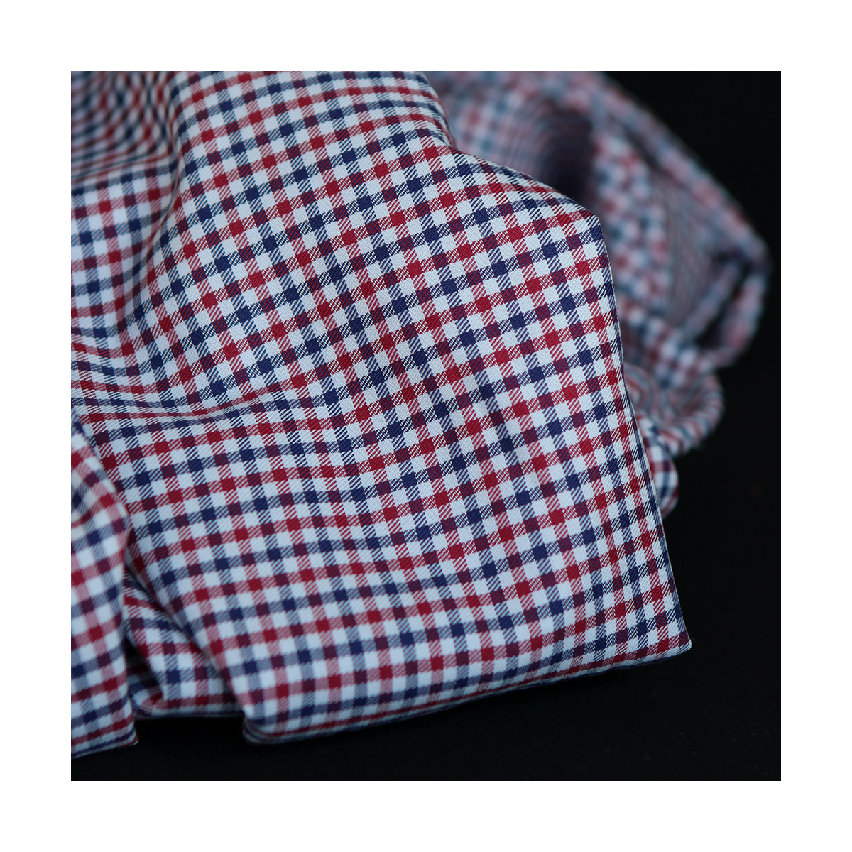 Archie - Coton gratté organique petit vichy rouge et bleu