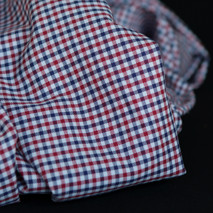 Archie - Coton gratté organique petit vichy rouge et bleu