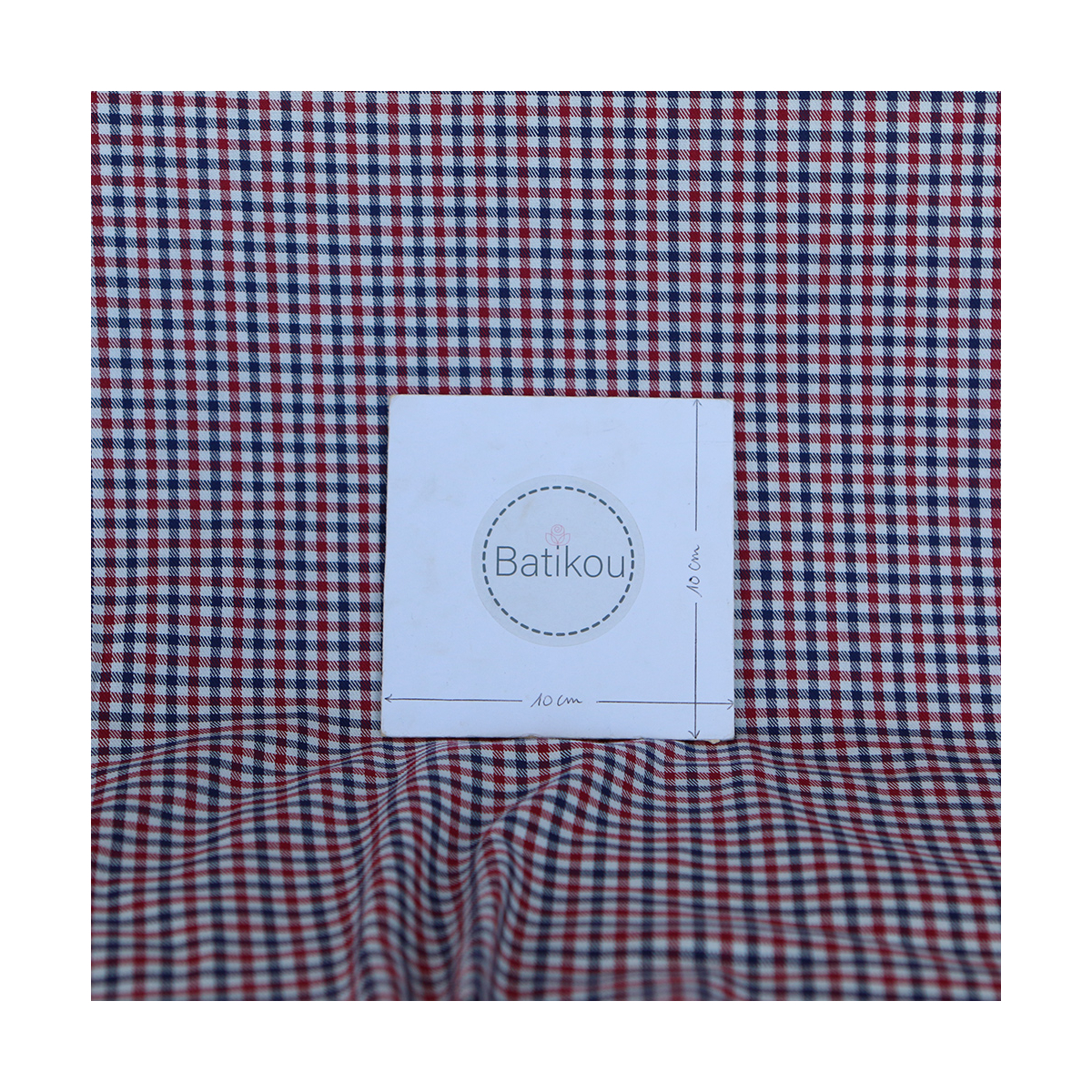 Archie - Coton gratté organique petit vichy rouge et bleu