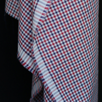 Archie - Coton gratté organique petit vichy rouge et bleu