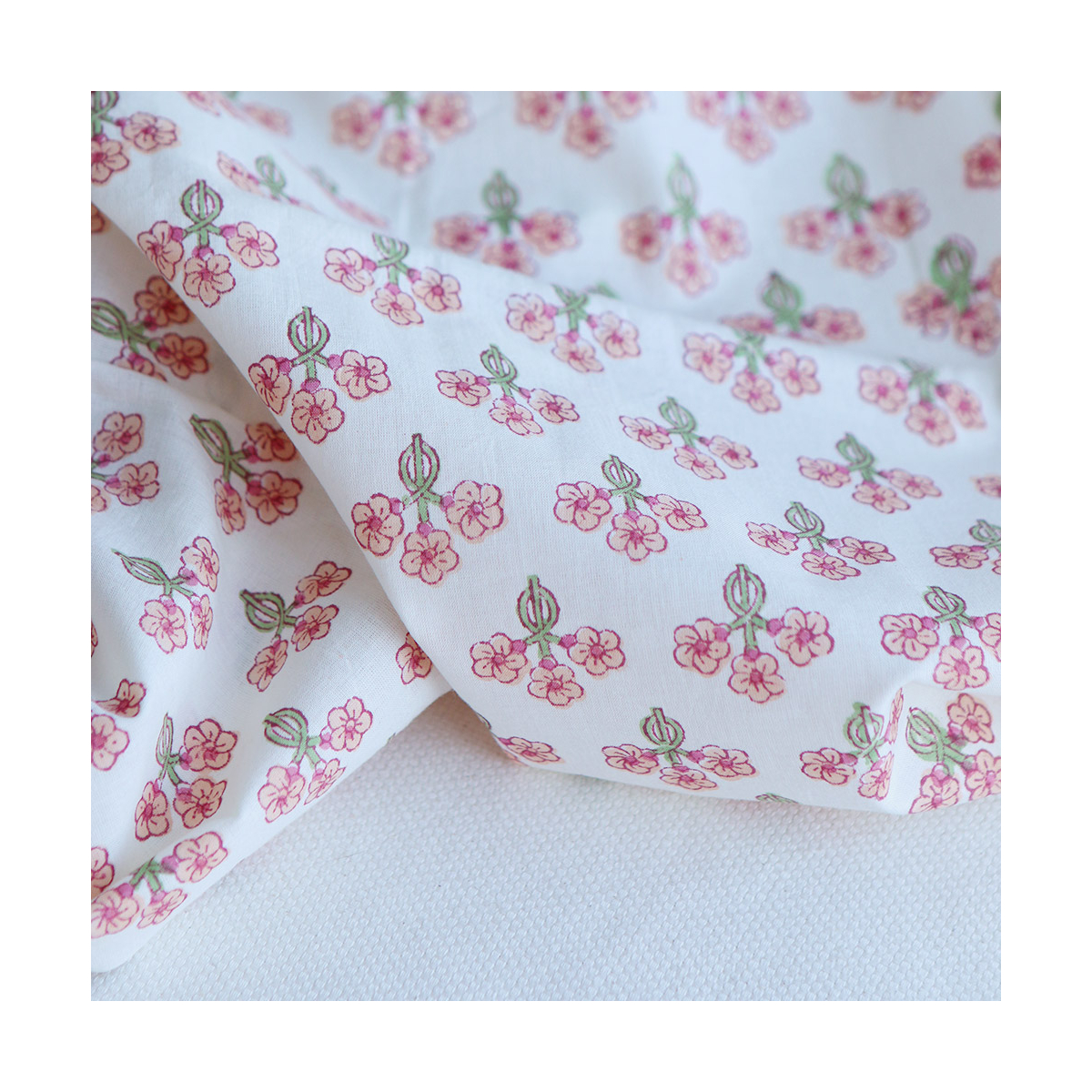 Reva - Tissu indien en coton imprimé main Hand Block Artisanal