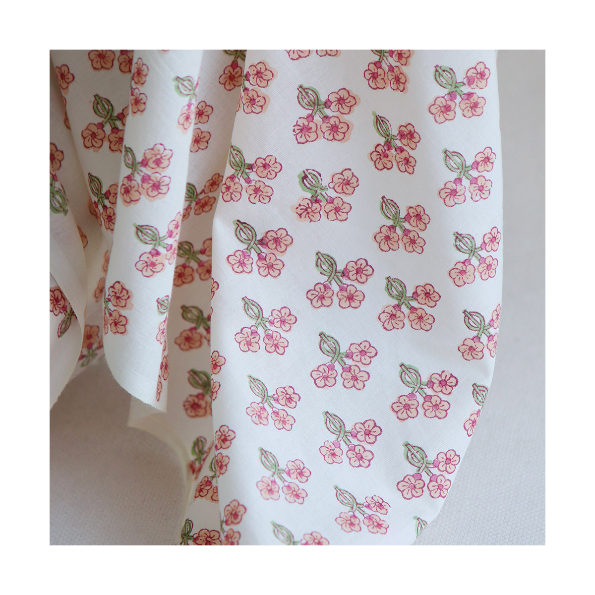 Reva - Tissu indien en coton imprimé main Hand Block Artisanal