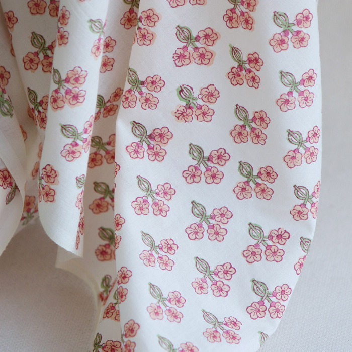 Reva - Tissu indien en coton imprimé main Hand Block Artisanal