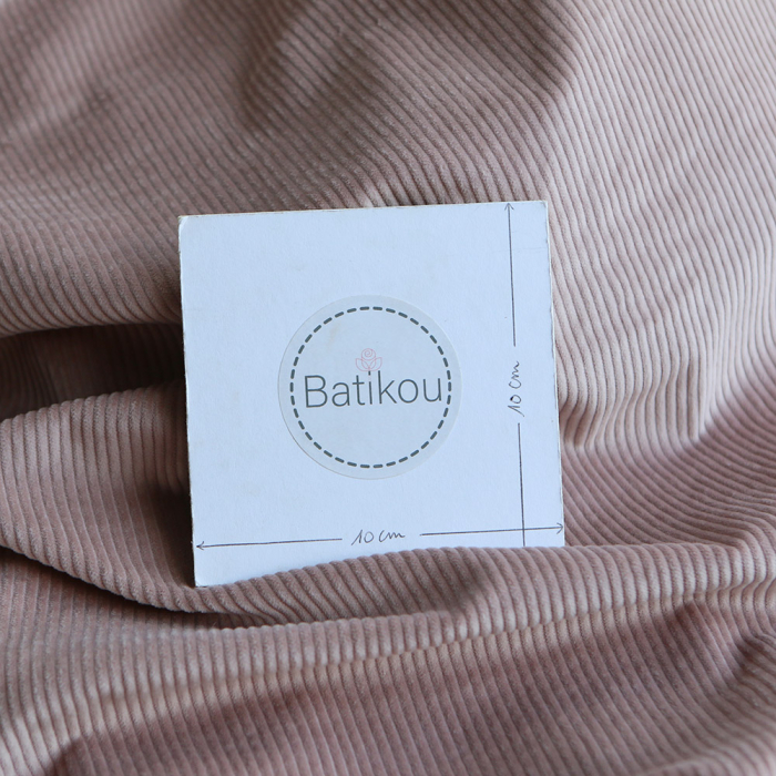 Velours à côtes coton organique coloris rose poudré