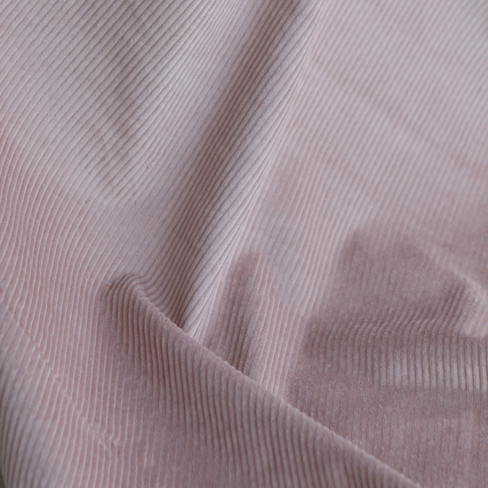 Velours à côtes coton organique coloris rose poudré